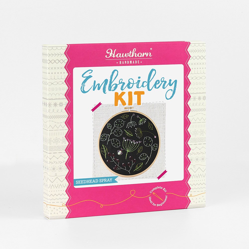 Hawthorn Handmade, Embroidery Kit, Black, Seedhead Spray